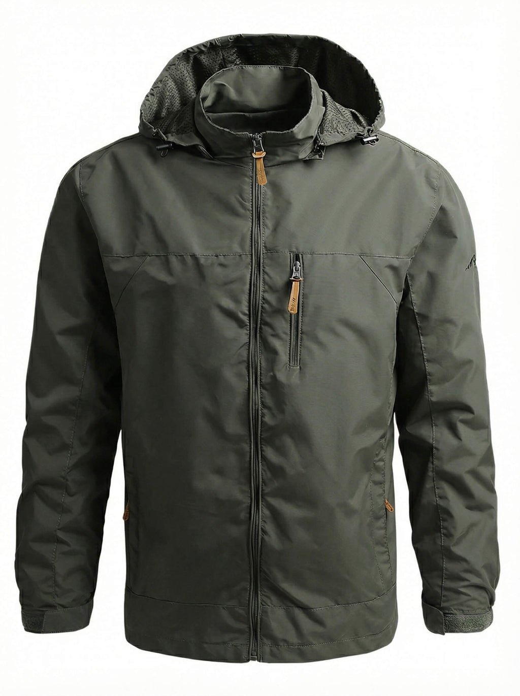 Men's Waterproof Hooded Windbreaker Jacket with Chest Pocket