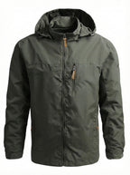 Men's Waterproof Hooded Windbreaker Jacket with Chest Pocket