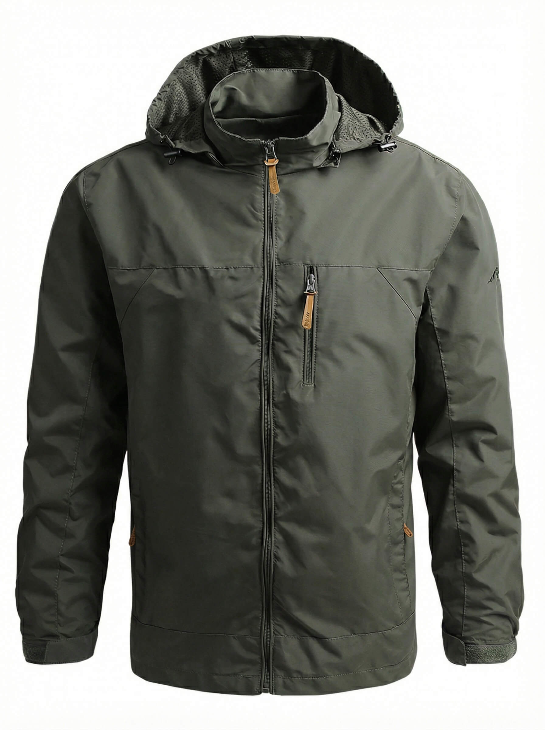 Men's Waterproof Hooded Windbreaker Jacket with Chest Pocket