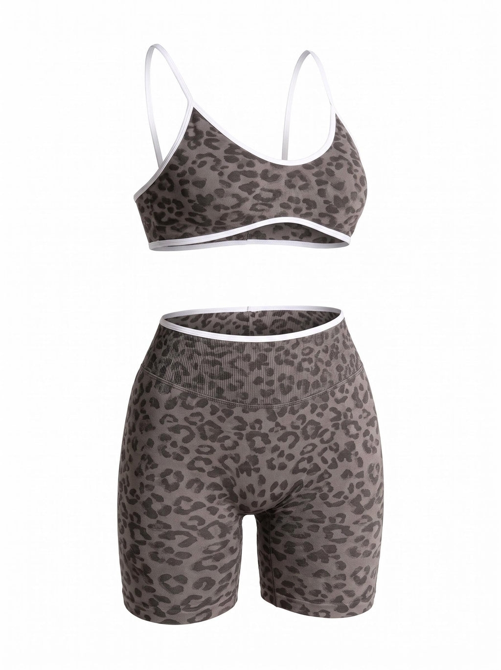 Leopard Two-Piece Sports Bra & Shorts Set
