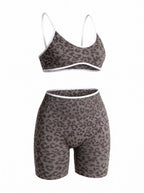 Leopard Two-Piece Sports Bra & Shorts Set