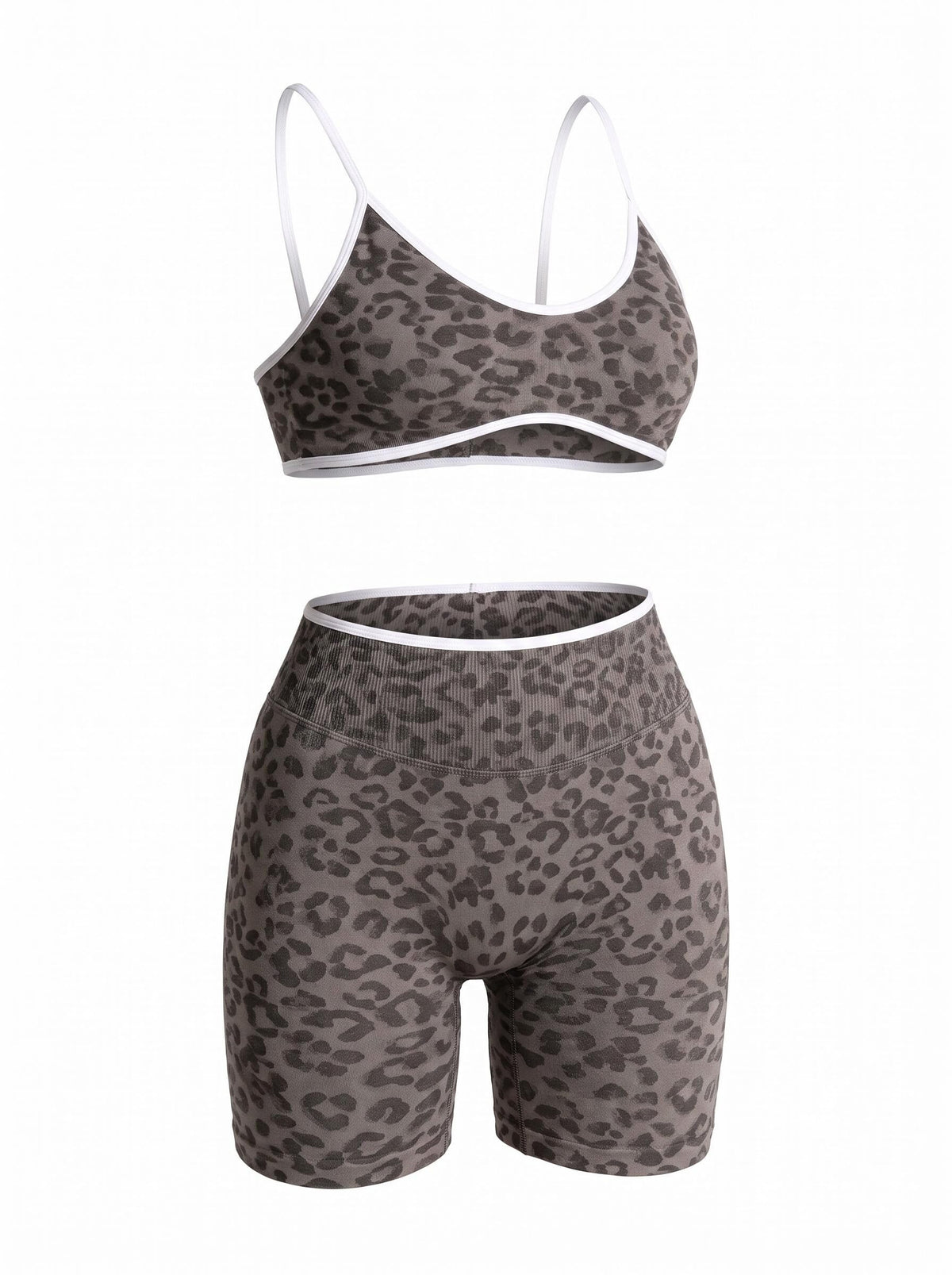Leopard Two-Piece Sports Bra & Shorts Set
