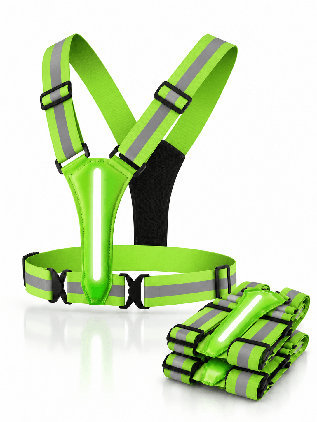 LED Reflective Running Safety Vest 3-Pack - USB Rechargeable