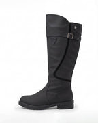 Knee-High Equestrian Riding Boots with Buckle Strap