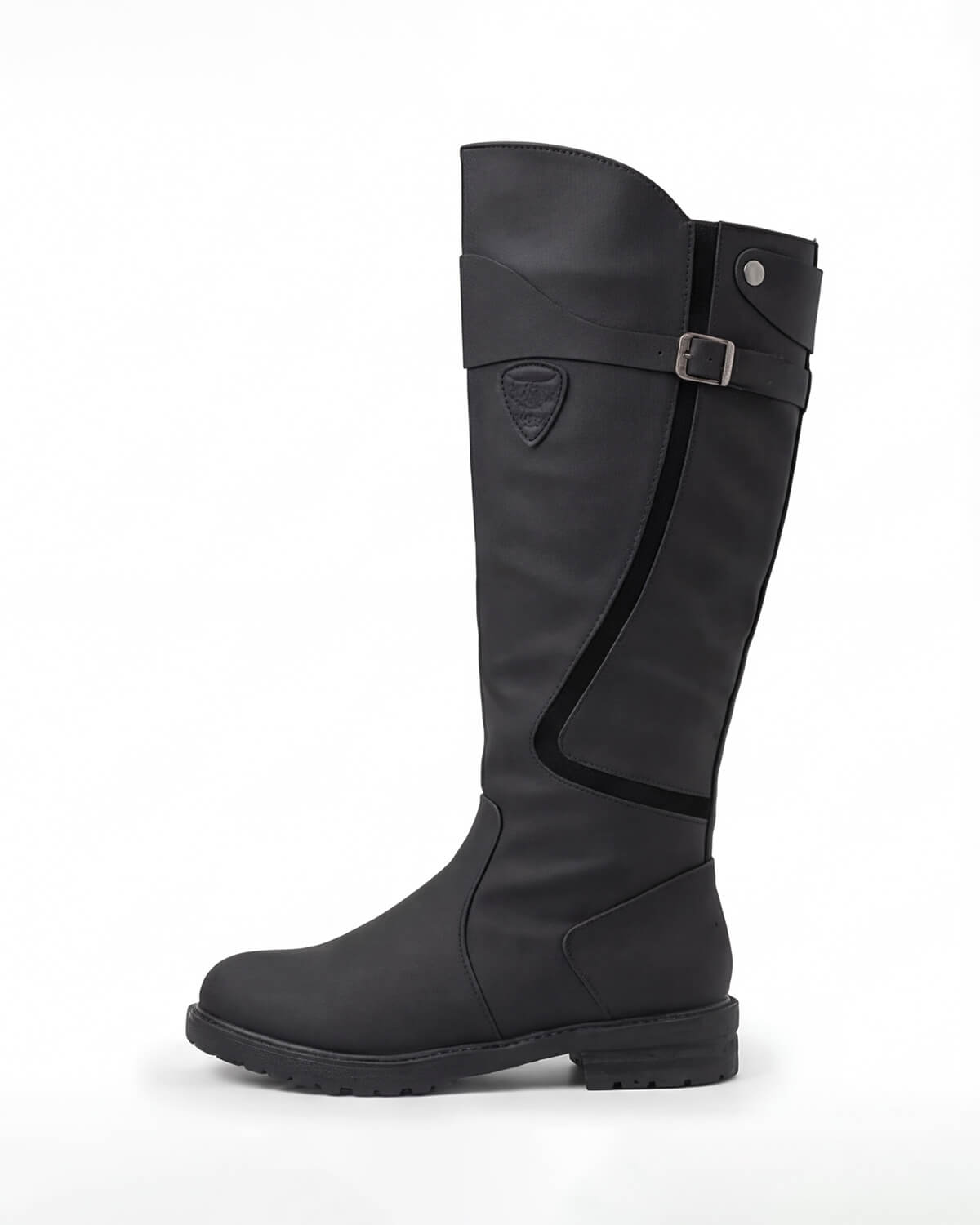 Knee-High Equestrian Riding Boots with Buckle Strap