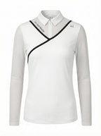 Women’s Long Sleeve Golf Polo Top with Piped Detail