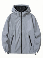 Night Reflective Hooded Windbreaker Jacket with Zip Pockets