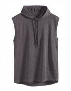 Men's Sleeveless Hoodie Training Top with Drawcord Hood