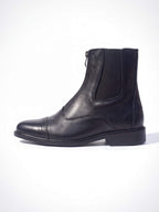 Equestrian Paddock Boots with Front Zipper and Stretch Panel