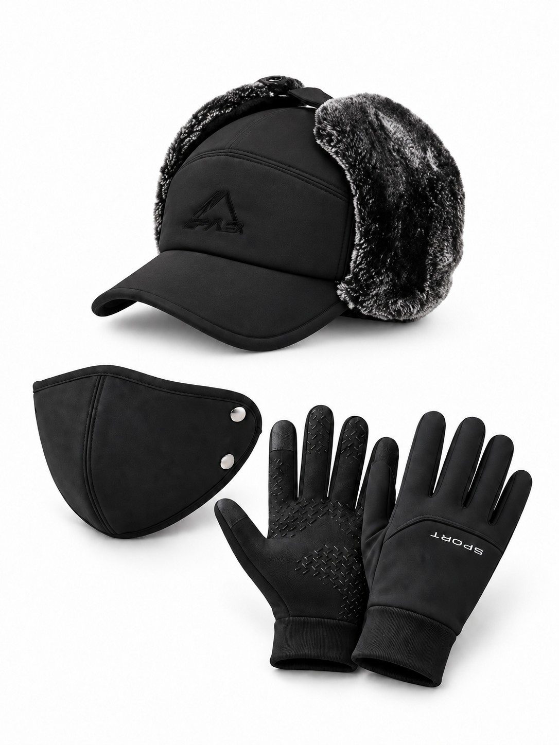 Winter Hat, Face Mask & Touchscreen Gloves Set