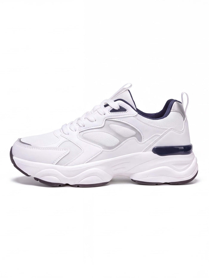 Chunky Walking Shoes with Layered Panels and Mesh Inserts