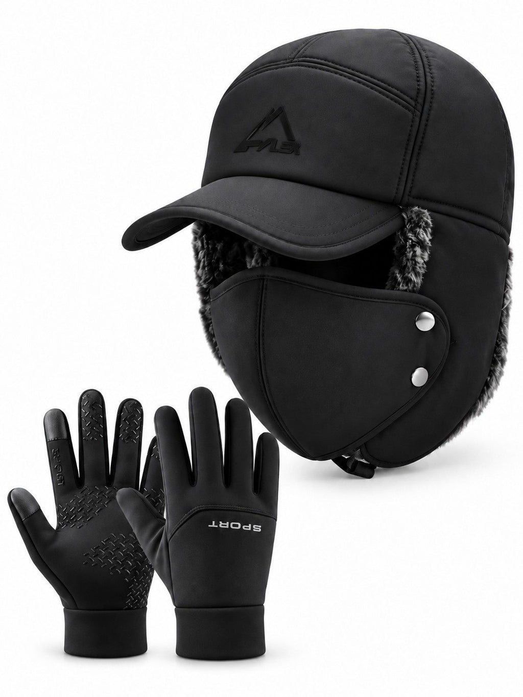 Winter Pilot Hat, Face Mask & Touchscreen Gloves Set
