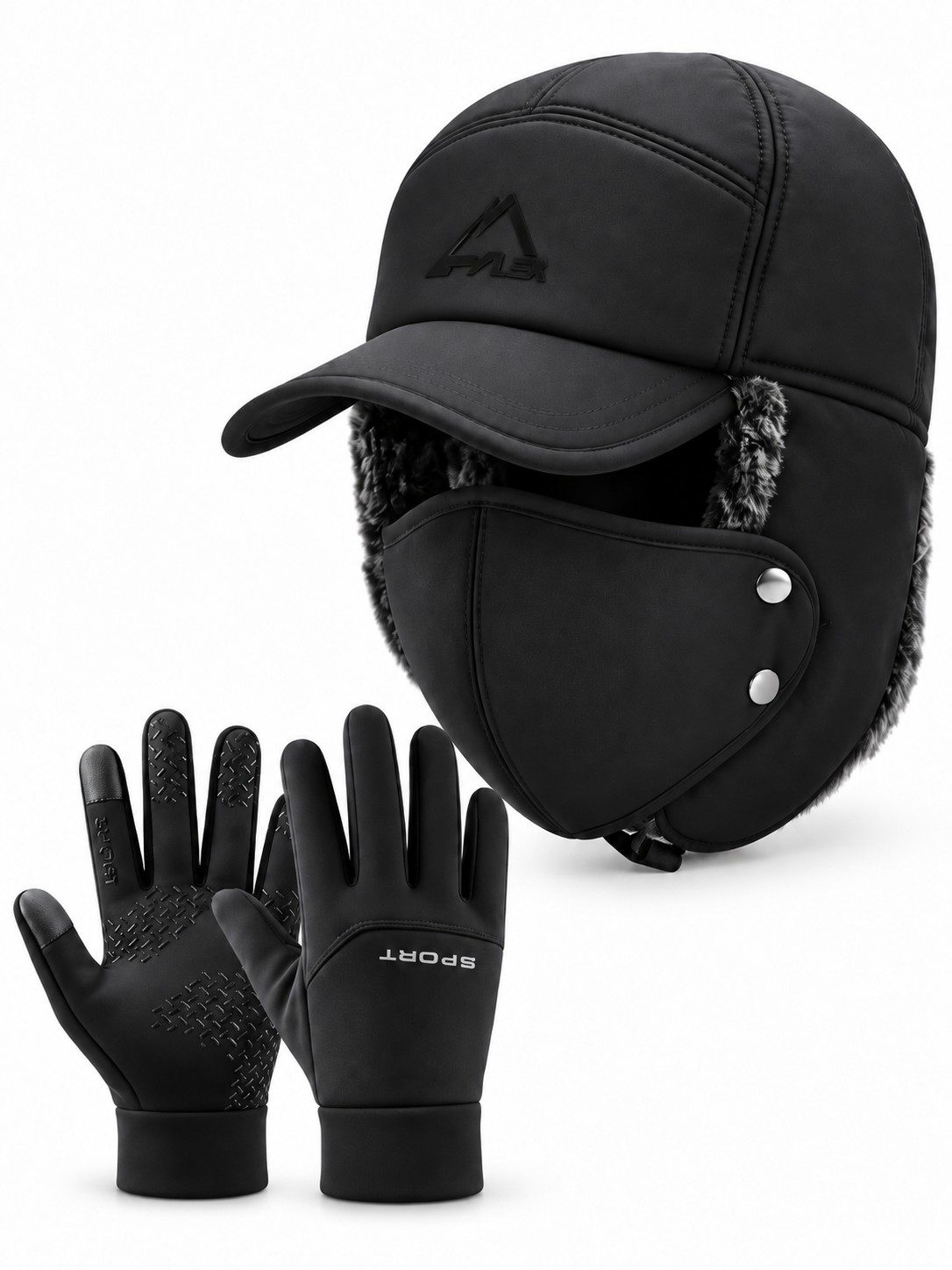 Winter Pilot Hat, Face Mask & Touchscreen Gloves Set