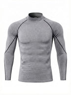 Muscle-Fit Long Sleeve Training Top with Mock Neck