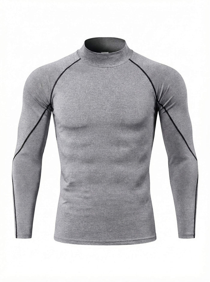 Muscle-Fit Long Sleeve Training Top with Mock Neck