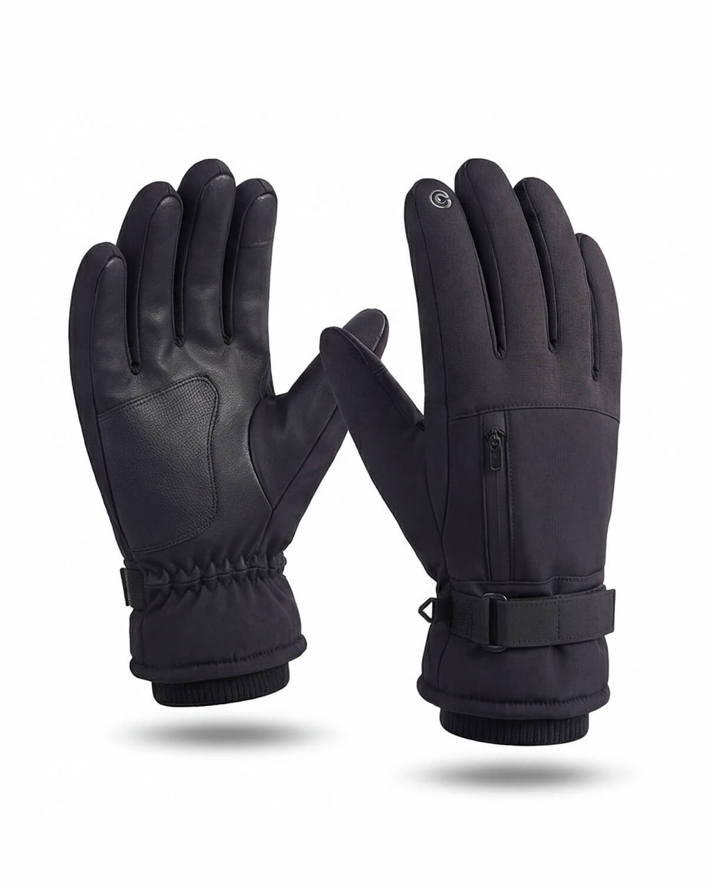 Insulated Winter Gloves with Wrist Strap and Pocket