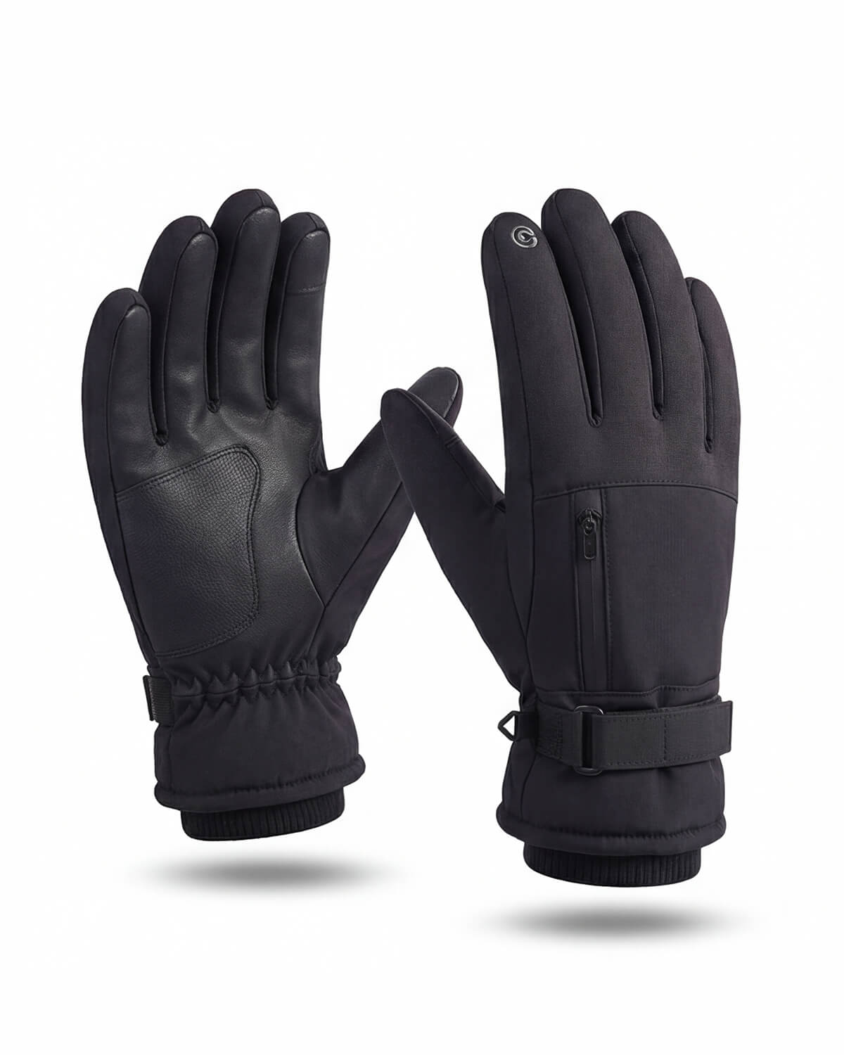 Insulated Winter Gloves with Wrist Strap and Pocket