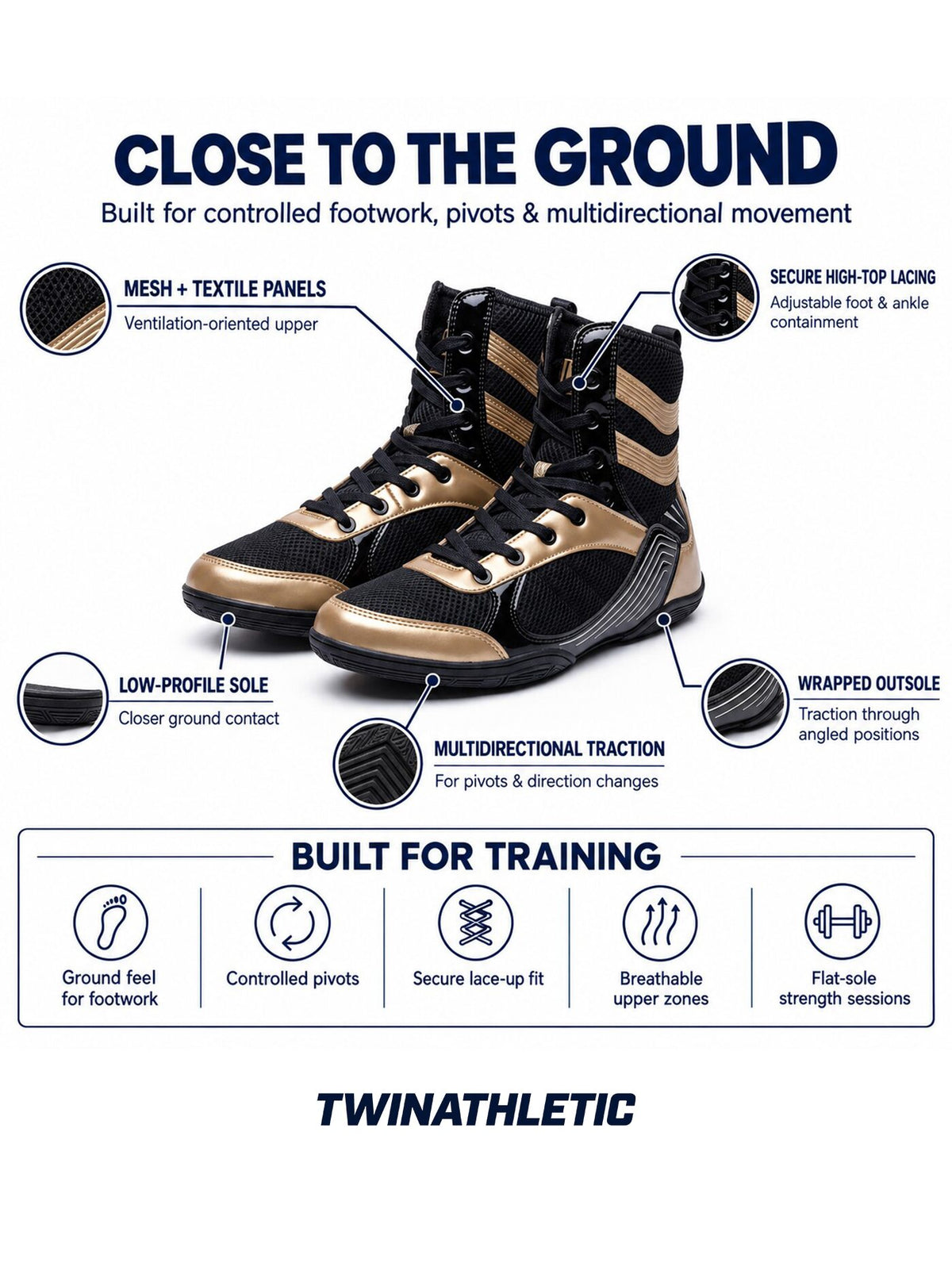 High-Top Combat Training Shoes for Boxing & Wrestling