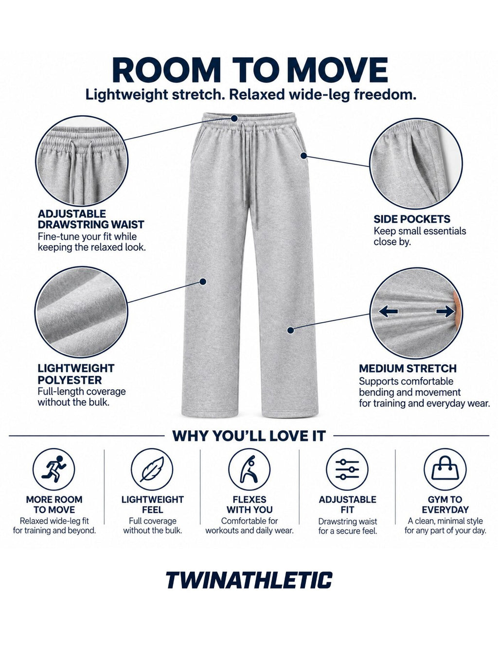 Unisex Baggy Wide-Leg Training Sweatpants