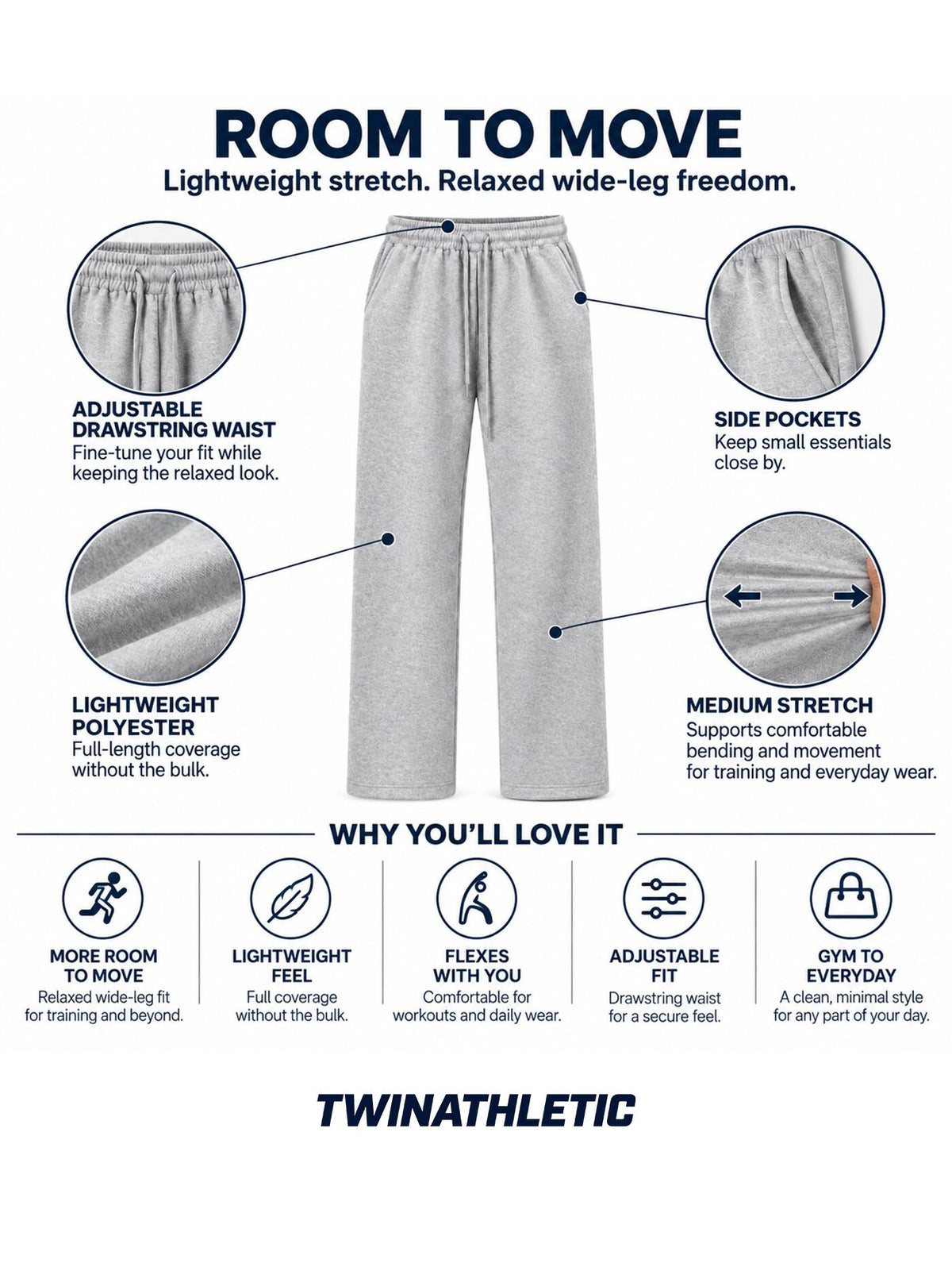 Unisex Baggy Wide-Leg Training Sweatpants