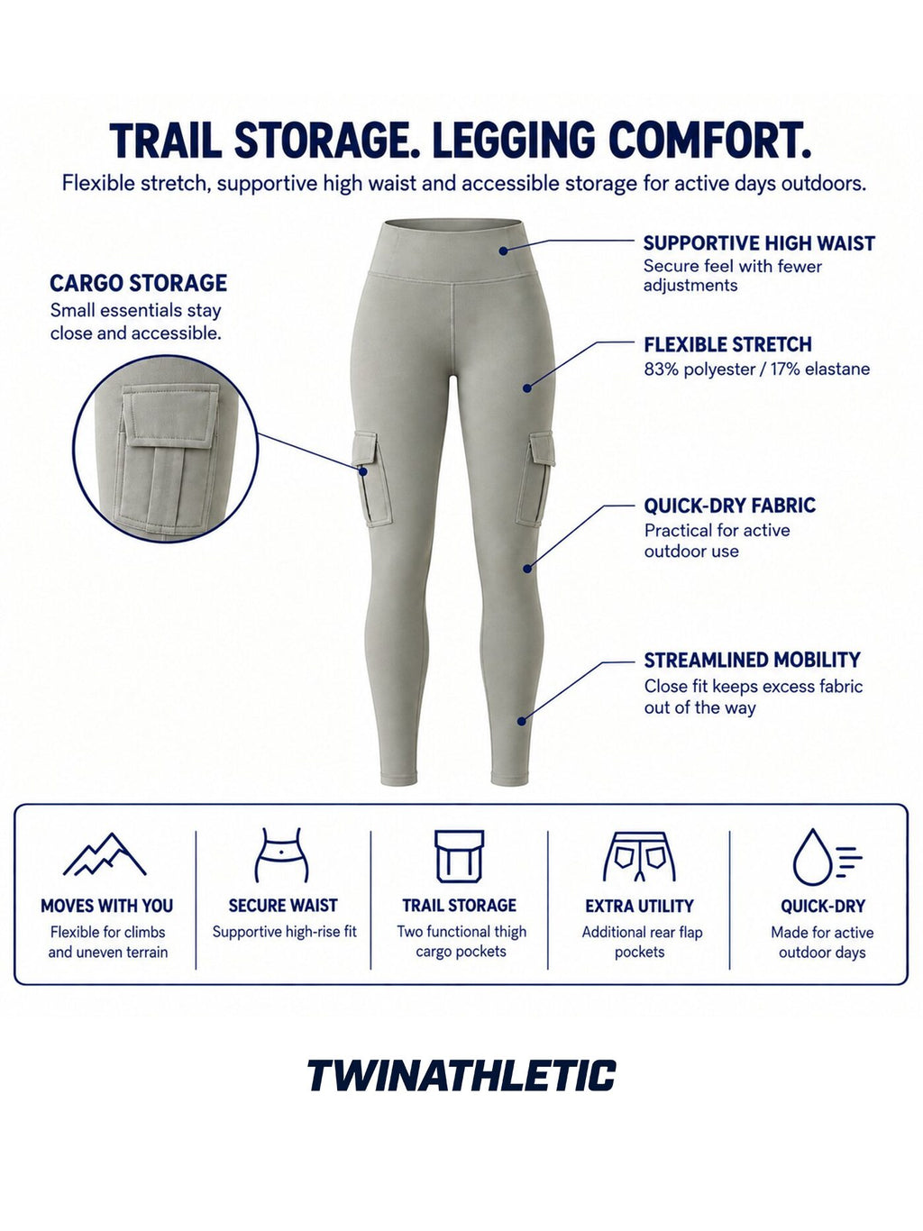 Women's High-Waist Cargo Hiking Leggings