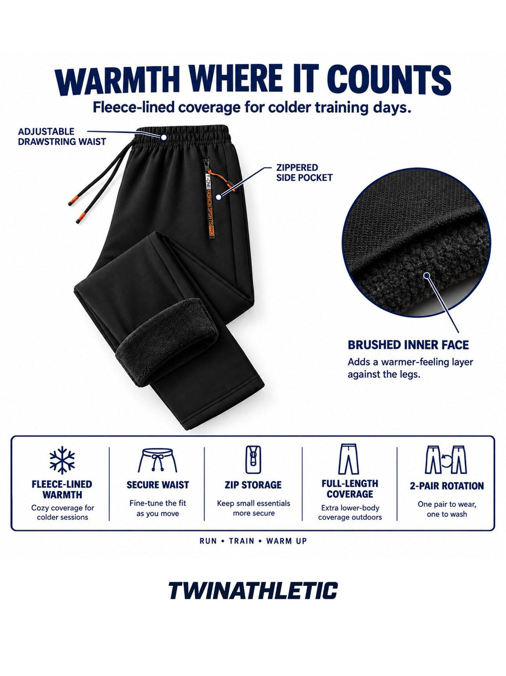 2-Pack Fleece-Lined Cold Weather Training Pants