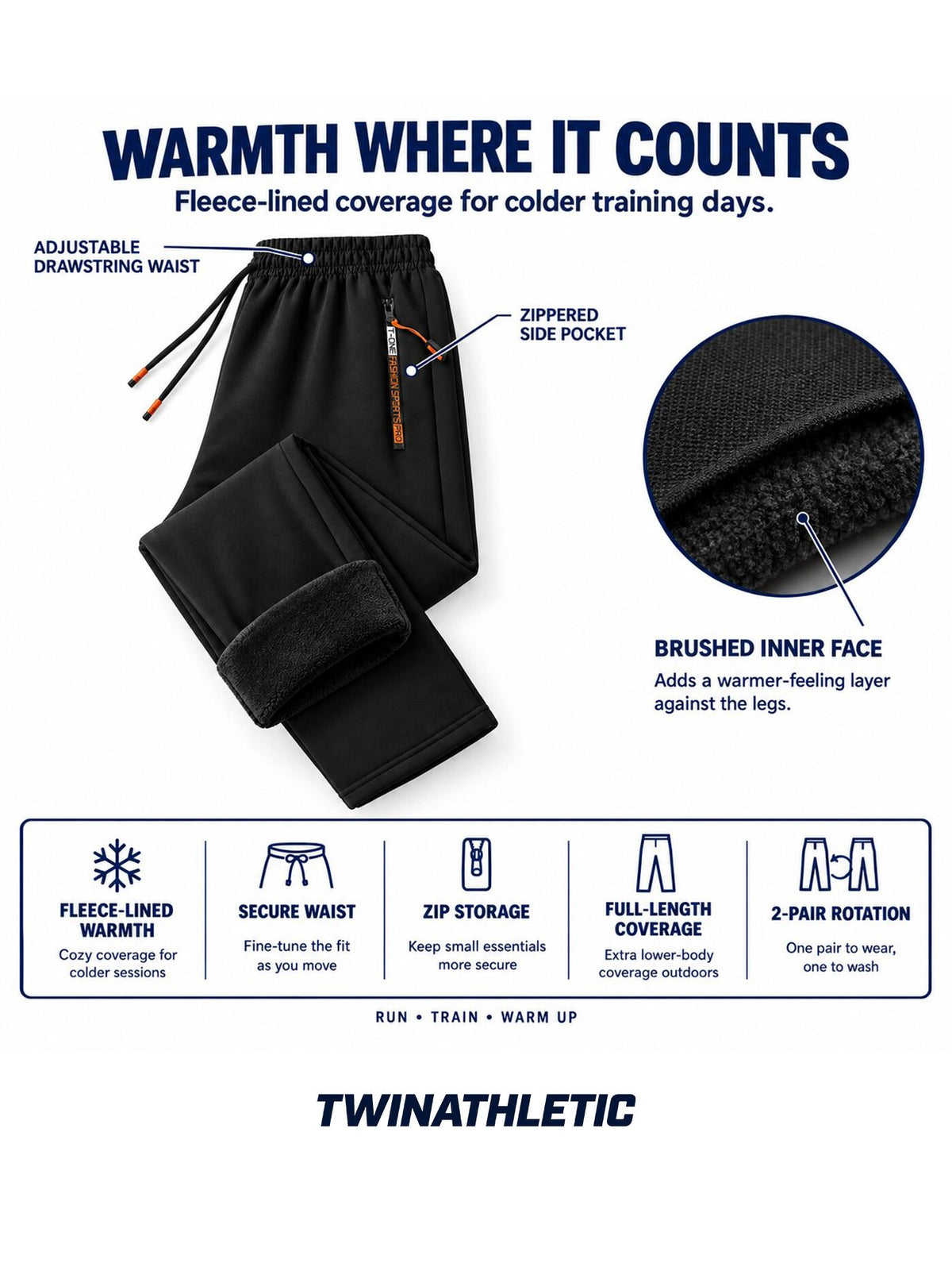 2-Pack Fleece-Lined Cold Weather Training Pants