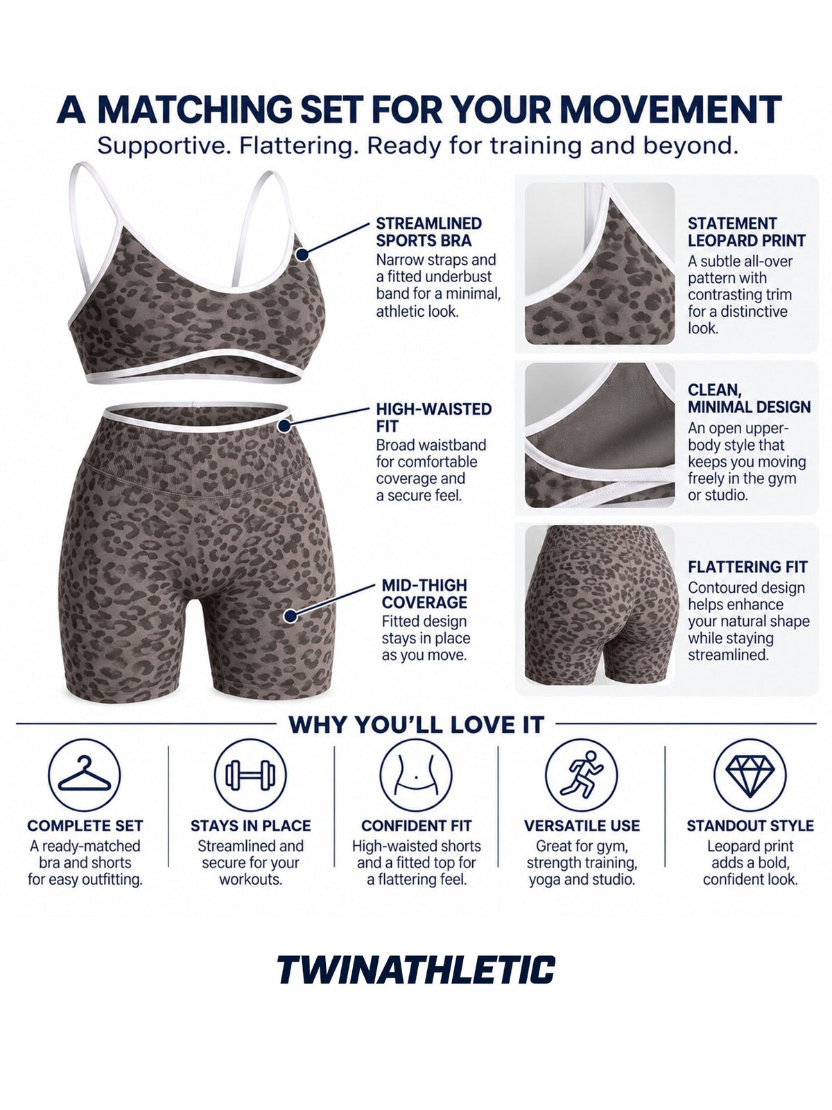 Leopard Two-Piece Sports Bra & Shorts Set