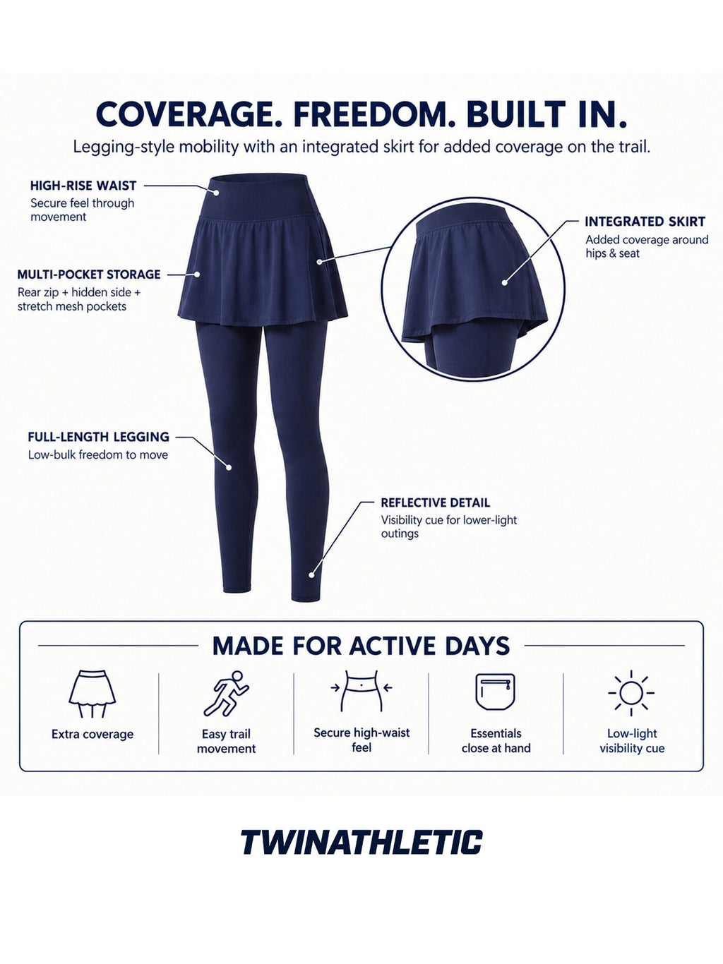 Women's 2-in-1 Skirted Hiking Leggings with Pockets