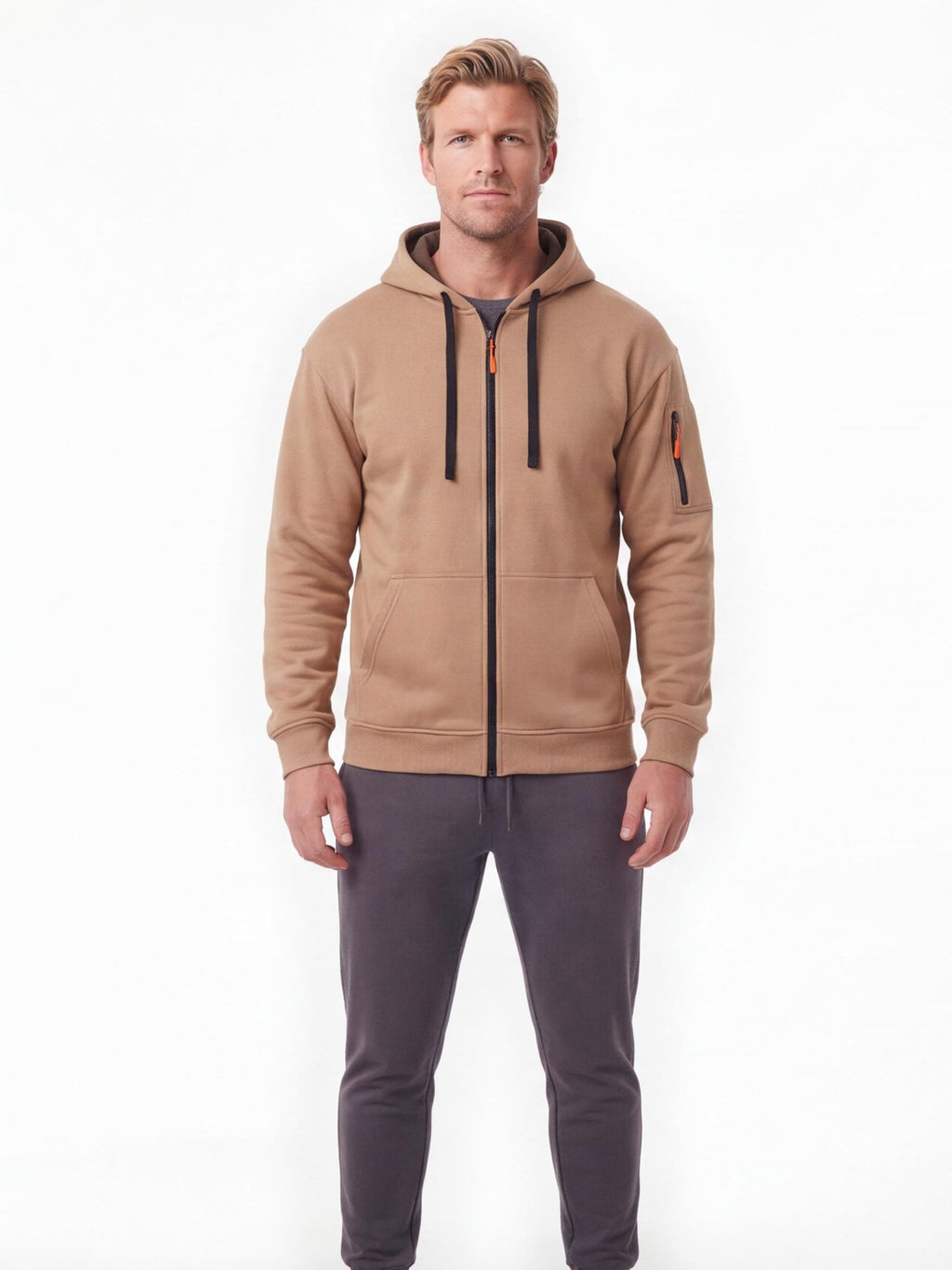 Full-Zip Training Hoodie with Zippered Sleeve Pocket