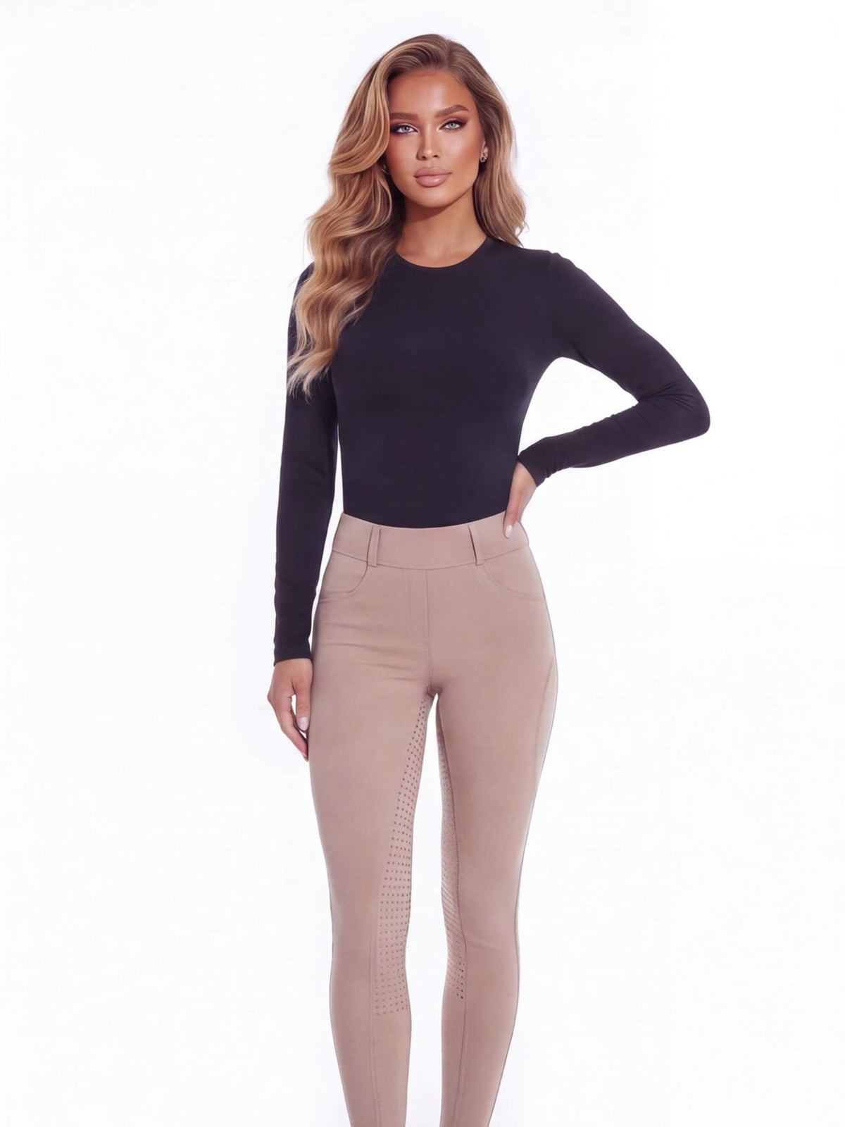 Women’s Equestrian Riding Breeches with Phone Pocket and Grip Panels