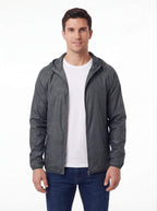 Hooded Waterproof Jacket with Full-Zip Front