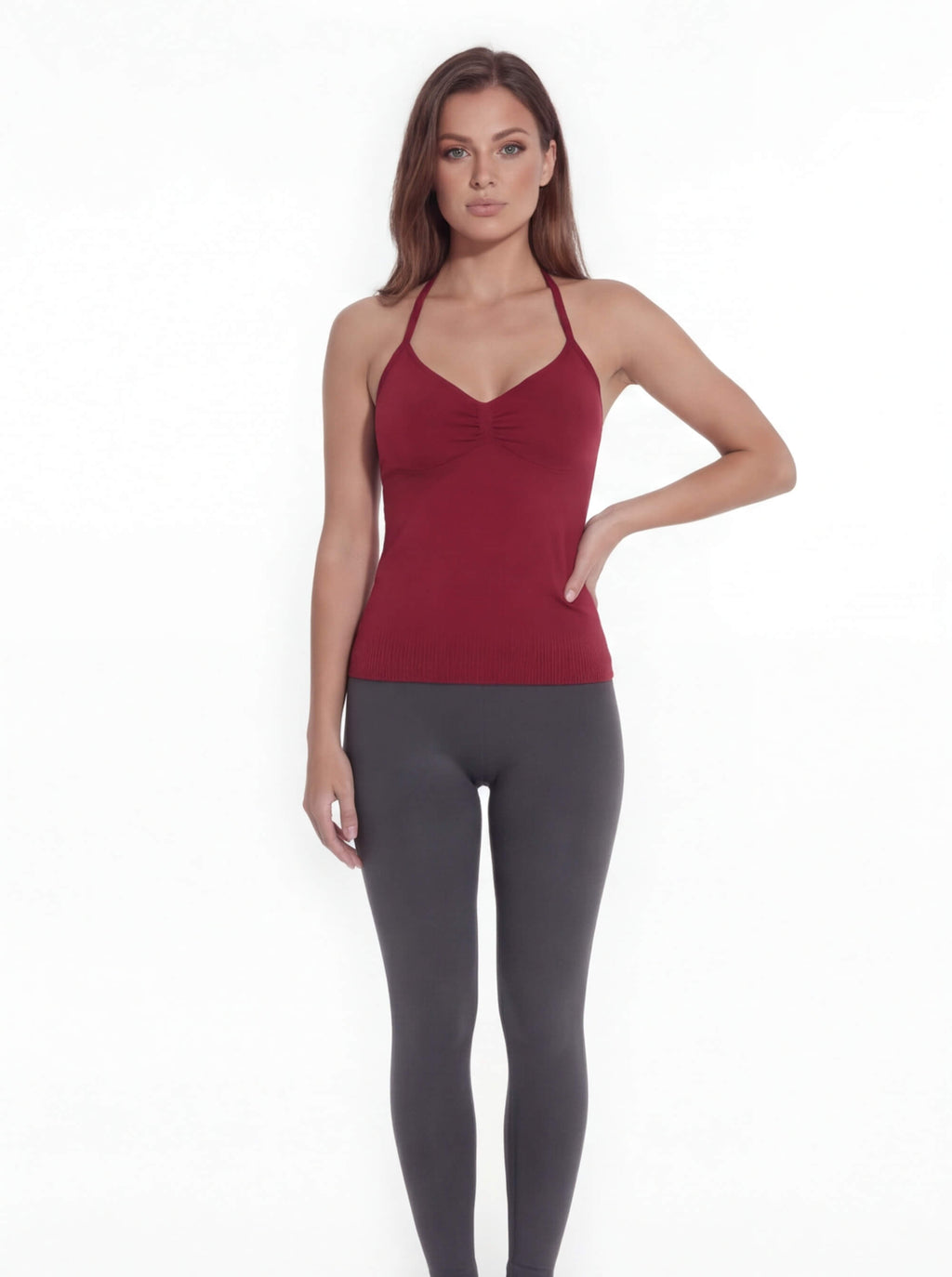 Women’s Backless Halter Gym Top with Adjustable Tie