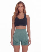 High-Waisted Seamless Training Shorts with Contour Panels