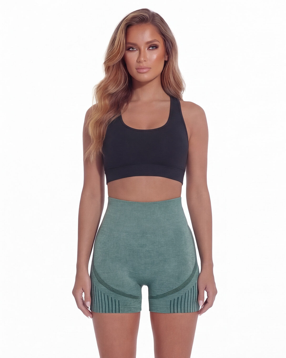 High-Waisted Seamless Training Shorts with Contour Panels