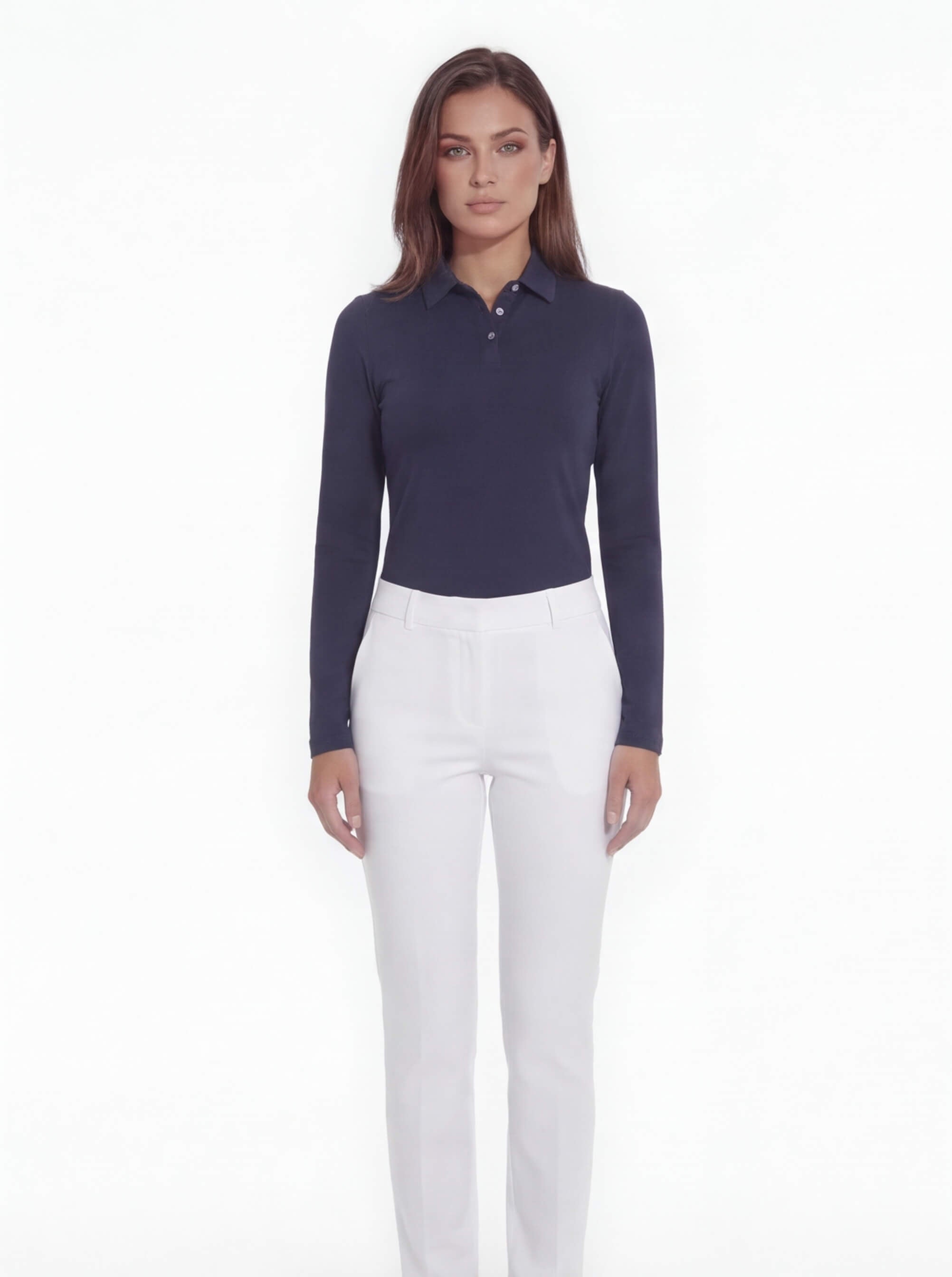 Women’s Long Sleeve Golf Polo with Half-Zip Collar