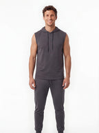 Men's Sleeveless Hoodie Training Top with Drawcord Hood