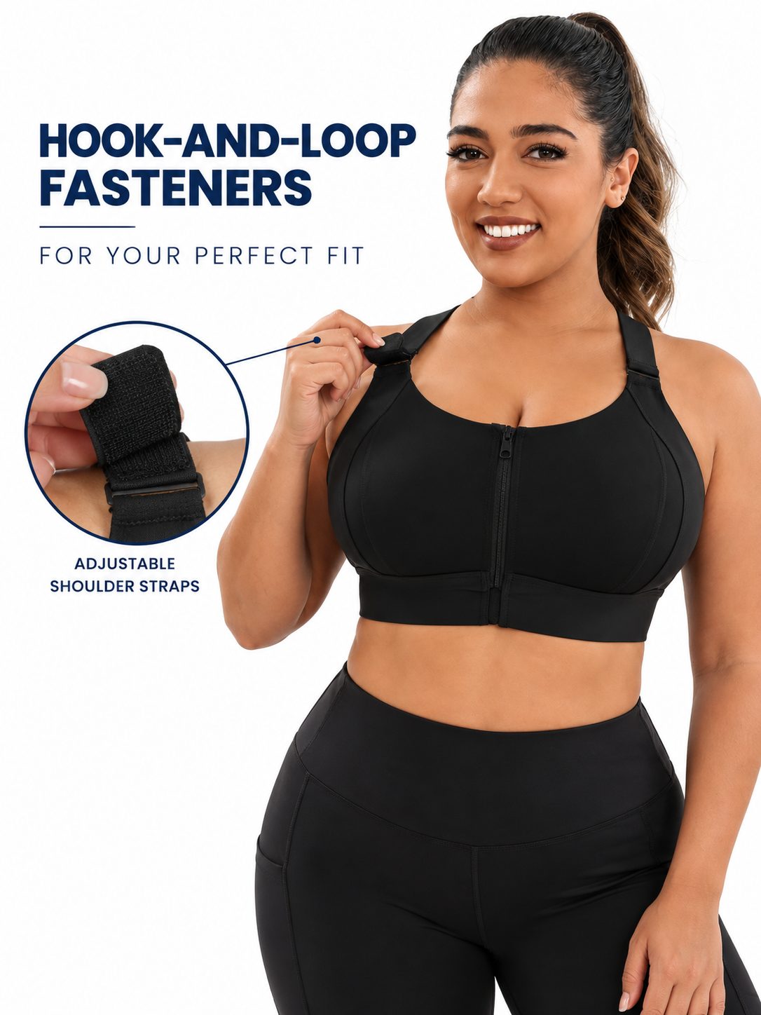 Women's Adjustable Front-Zip Sports Bra