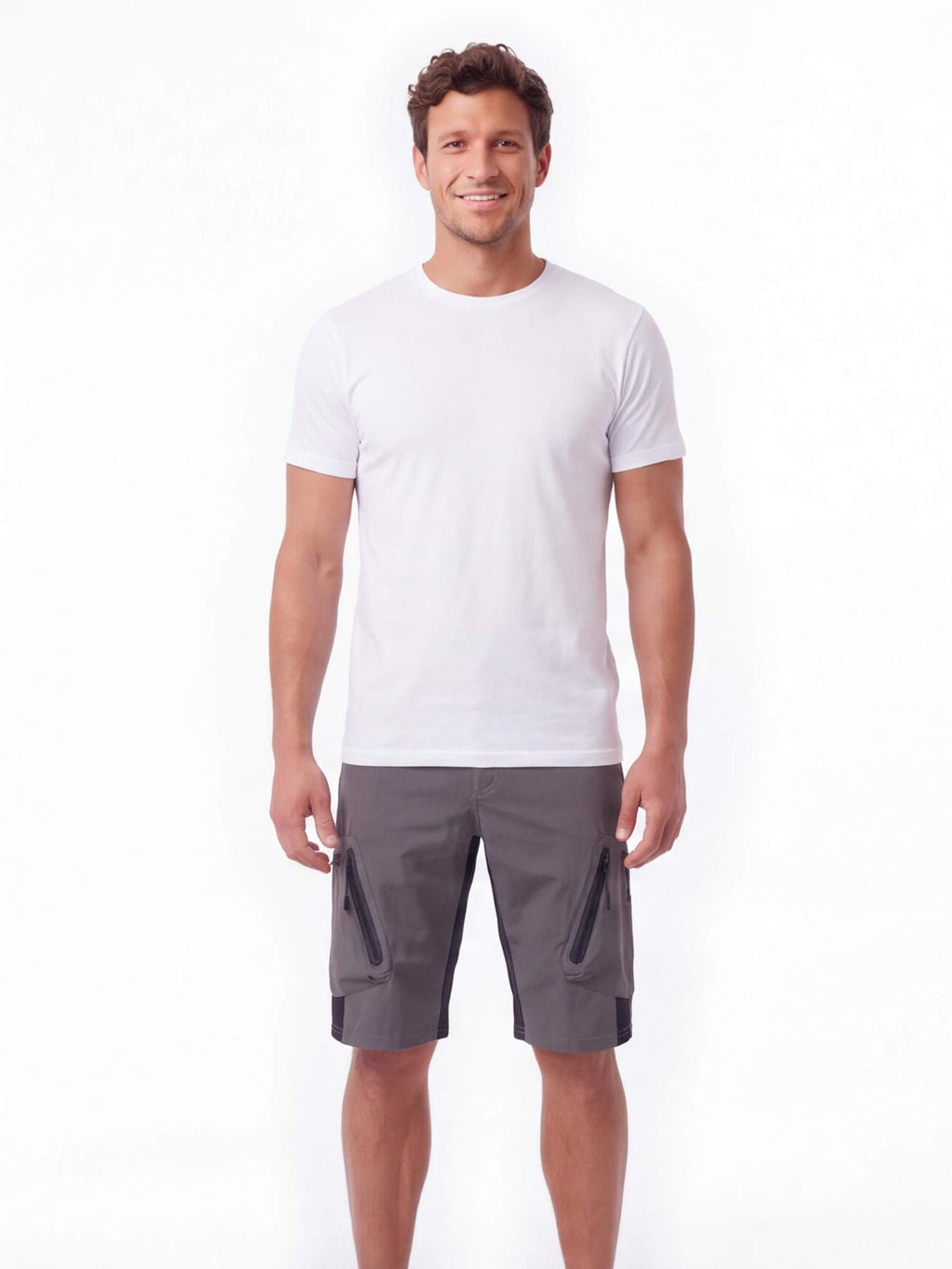 Mountain Bike Cargo Shorts with Multiple Zippered Pockets