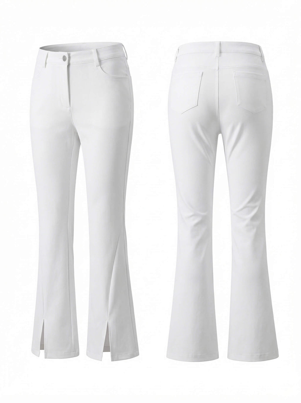 Golf Pants with Front Slit Hem and Belt Loops