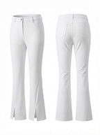 Golf Pants with Front Slit Hem and Belt Loops