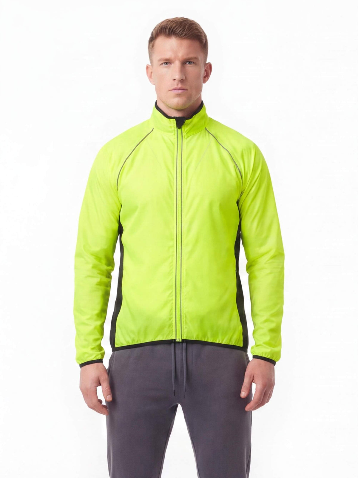 Cycling Windbreaker Jacket with Full Zip and Drop Hem