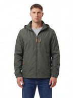 Men's Waterproof Hooded Windbreaker Jacket with Chest Pocket