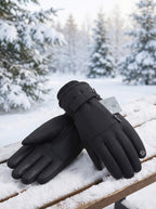 Insulated Winter Gloves with Wrist Strap and Pocket