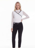 Women’s Long Sleeve Golf Polo Top with Piped Detail