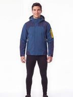 Hooded Cycling Jacket with Zippered Pockets and Reinforced Panels