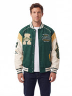 Varsity Baseball Jacket with Snap Front and Patches