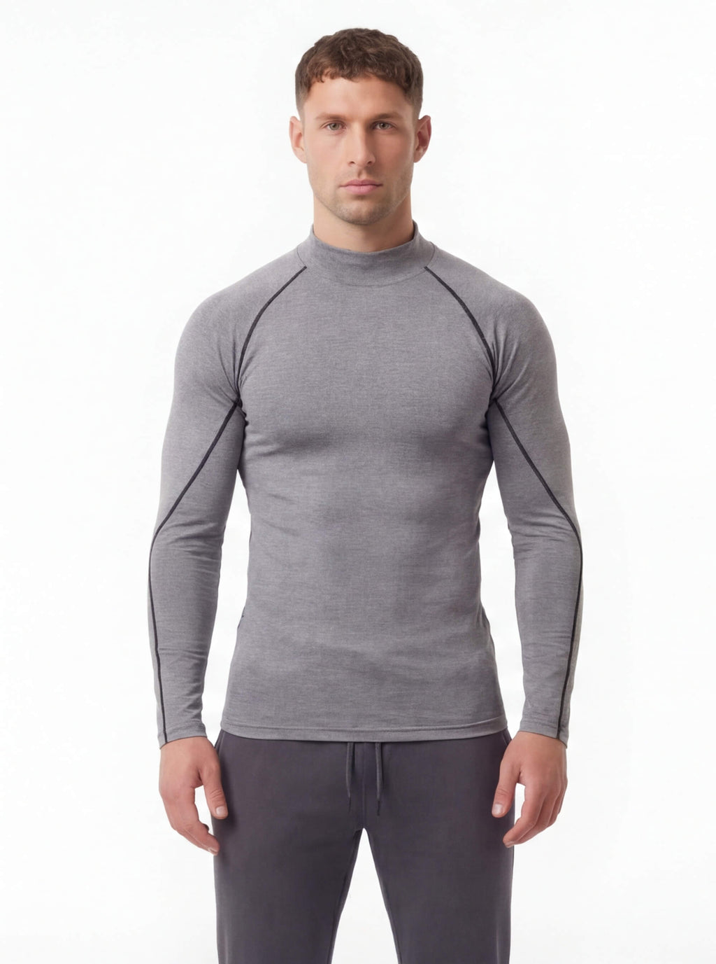 Muscle-Fit Long Sleeve Training Top with Mock Neck