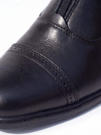 Equestrian Paddock Boots with Front Zipper and Stretch Panel