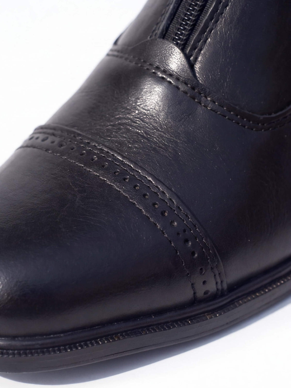 Equestrian Paddock Boots with Front Zipper and Stretch Panel